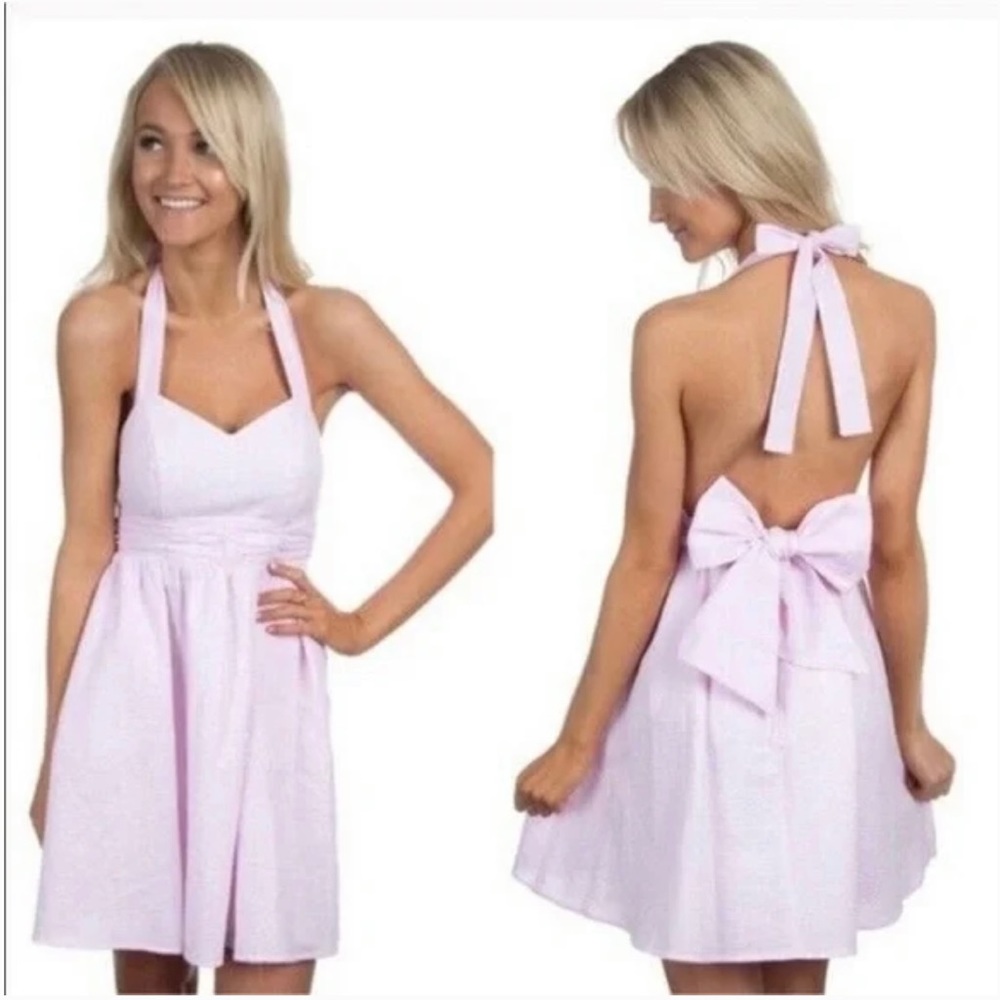 Lauren James sear sucker halter dress